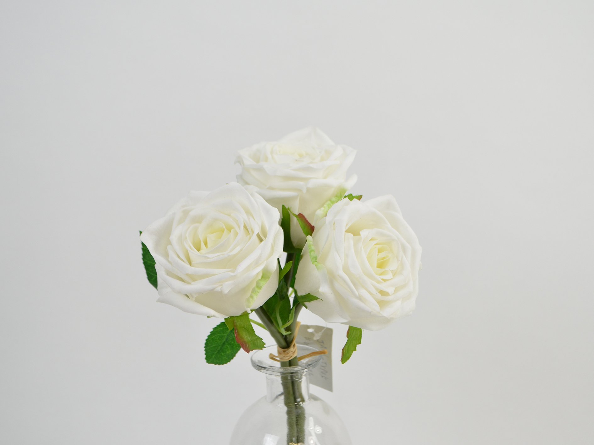 DEKO FLORALE, Kunstig buket med roser, 29 cm, hvid, real touch