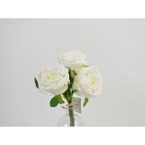 DEKO FLORALE, Kunstig buket med roser, 29 cm, hvid, real touch