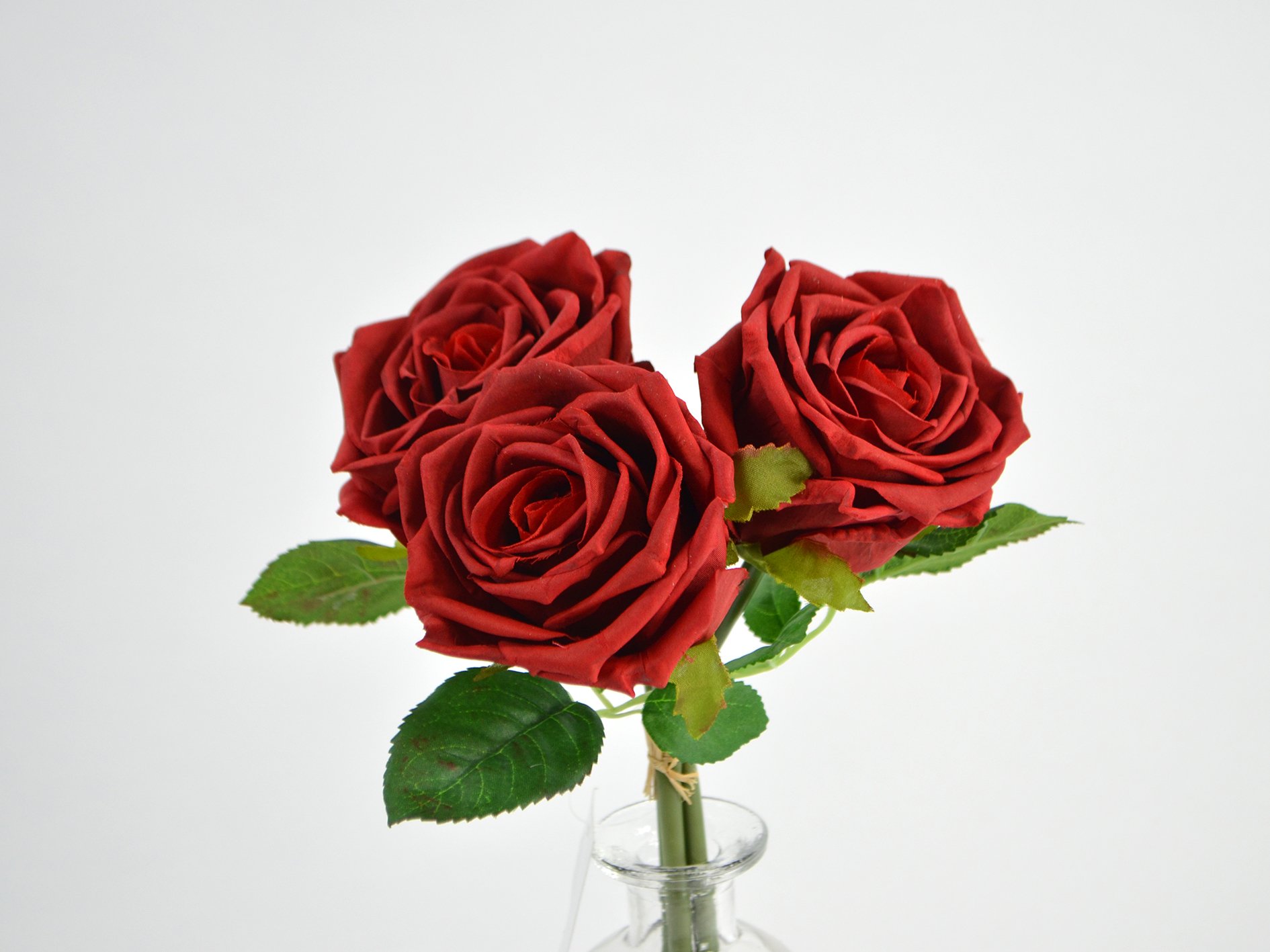 DEKO FLORALE, Kunstig buket med roser, 29 cm, rd, real touch