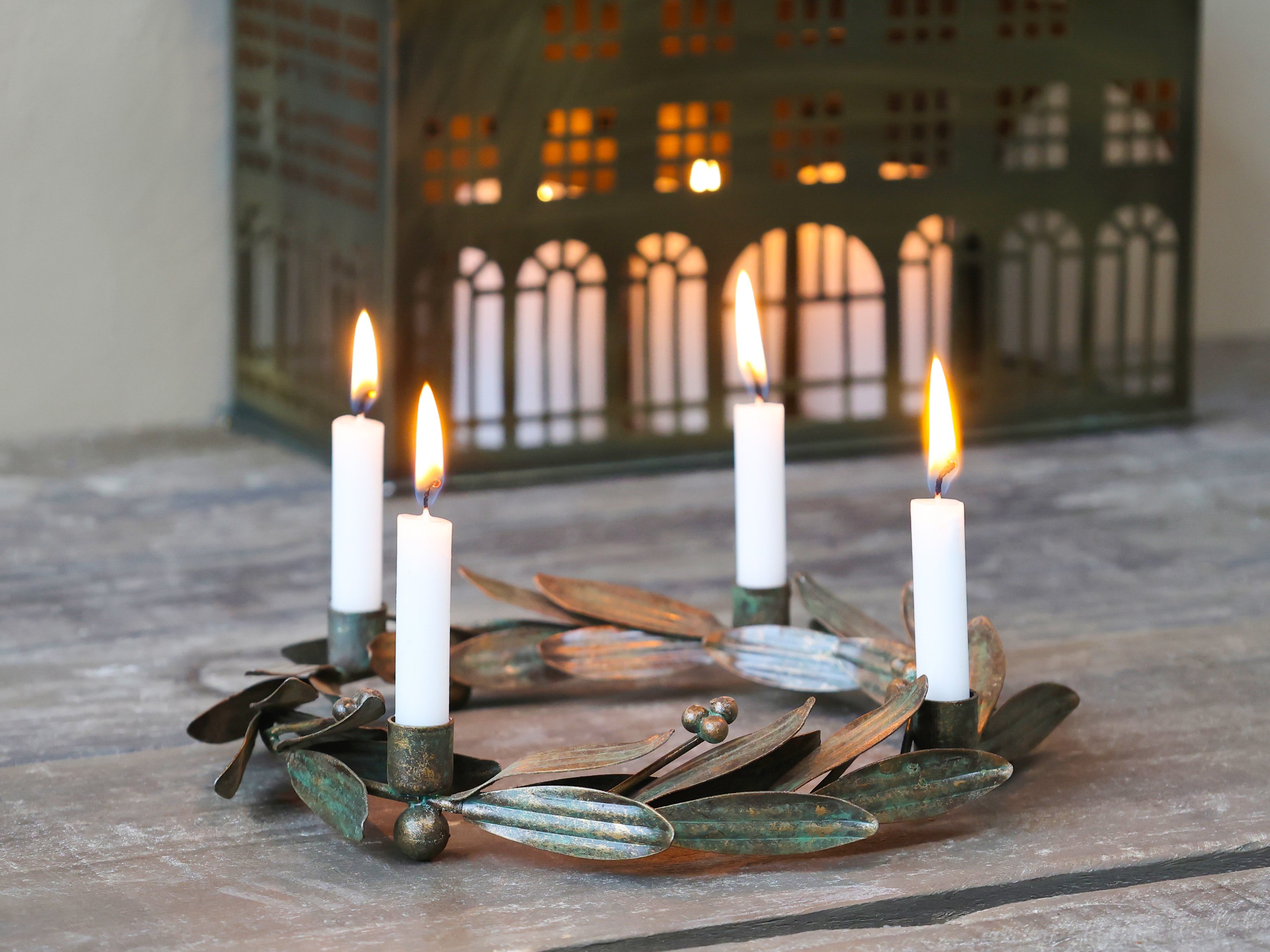 Chic Antique, Adventstkrans med lysholdere, kertelys