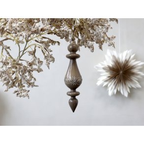 Chic Antique, Ornament i glas med glimmer, H17 cm, latte