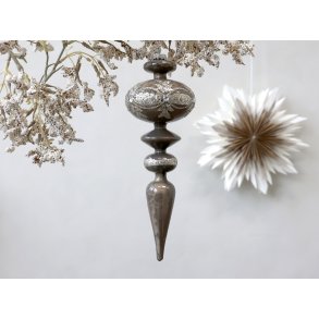 Chic Antique, Ornament i glas med glimmer, H16 cm, latte