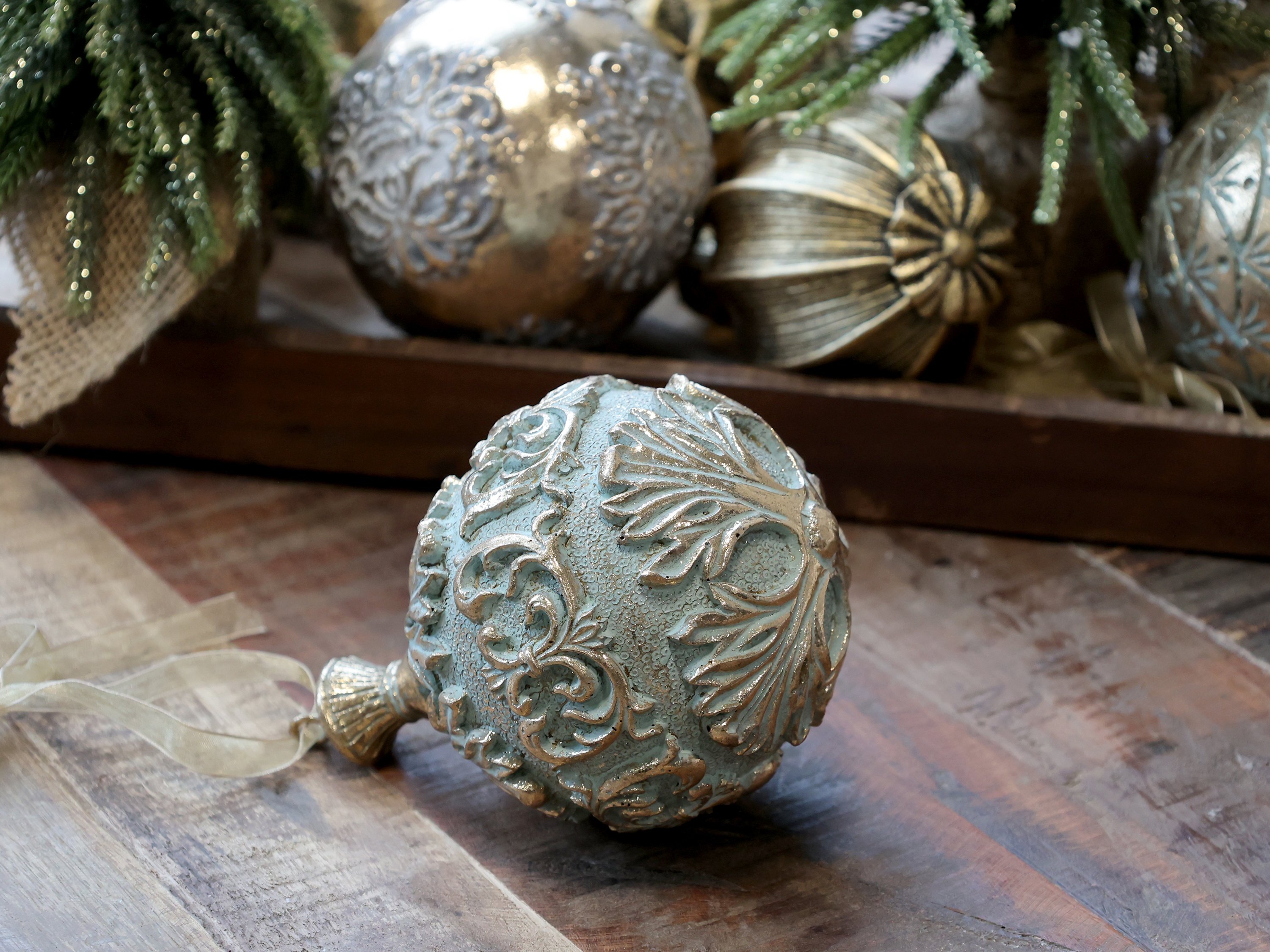 Chic Antique, Kugle til ophng, H15 cm., antique verte