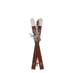 Chic Antique, Vintage Ski med stave, antique cherry