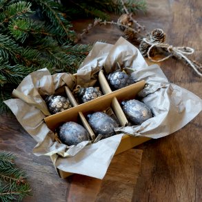 Chic Antique, Julekugler i ske med 6 stk., mocca