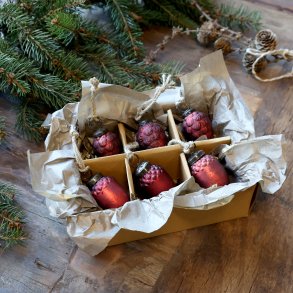 Chic Antique, Julekugler i ske med 6 stk., antique rd