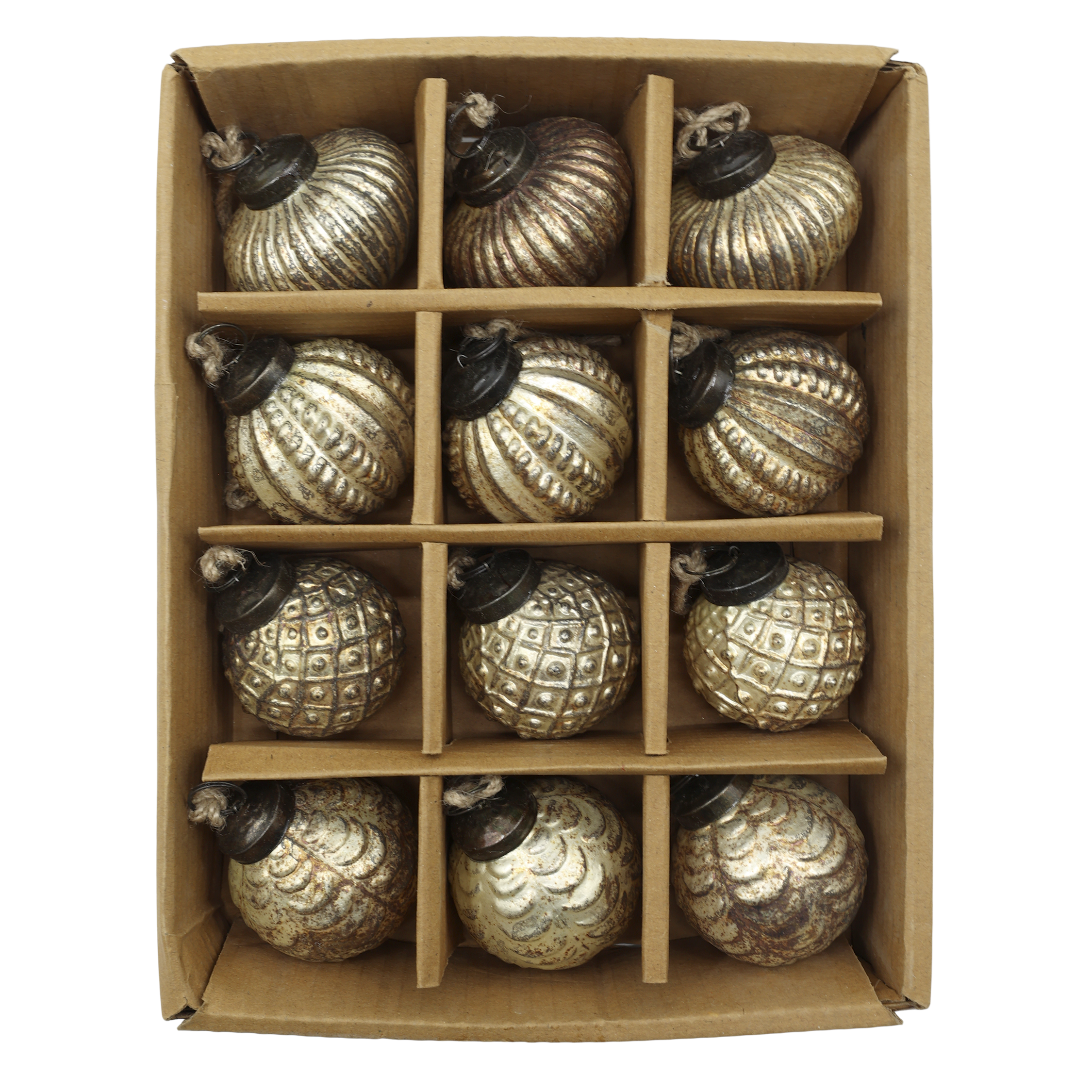 Chic Antique, Julekugler i �ske med 12 stk., champagne