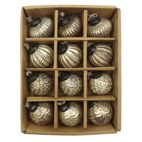 Chic Antique, Julekugler i �ske med 12 stk., champagne