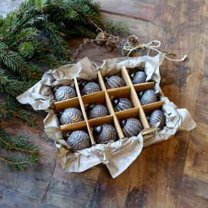 Chic Antique, Julekugler i ske med 12 stk., mocca