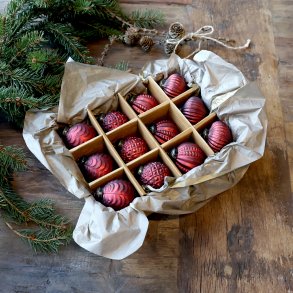 Chic Antique, Julekugler i ske med 12 stk., antique rd