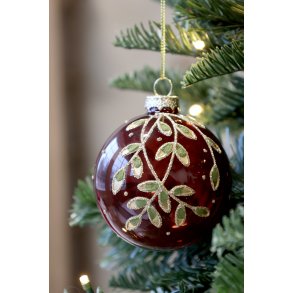 Chic Antique, Julekugle med blade, antique rd