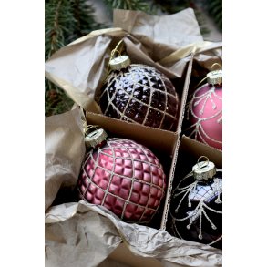 Chic Antique, Julekugler i ske med 6 stk., malva