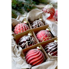 Chic Antique, Julekugler i ske med 6 stk., antique rd