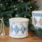 Chic Antique, Vintage tromme med lder hndlavet, H12/12 cm., sky blue