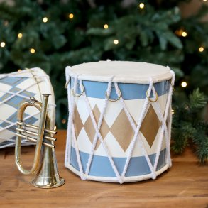 Chic Antique, Vintage tromme med lder hndlavet, H16 cm., sky blue