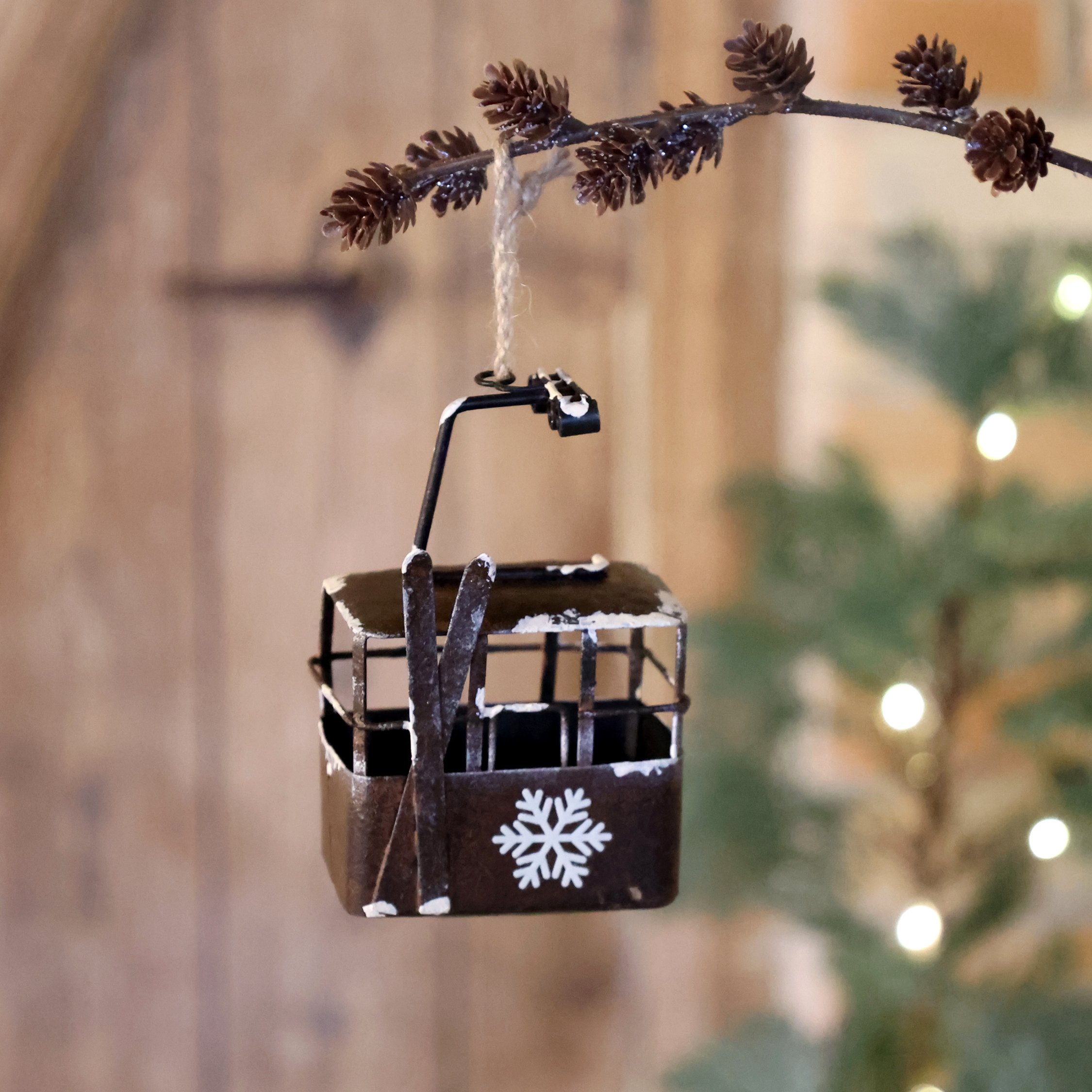Chic Antique, Vintage skilift til oph�ng, antique mocca