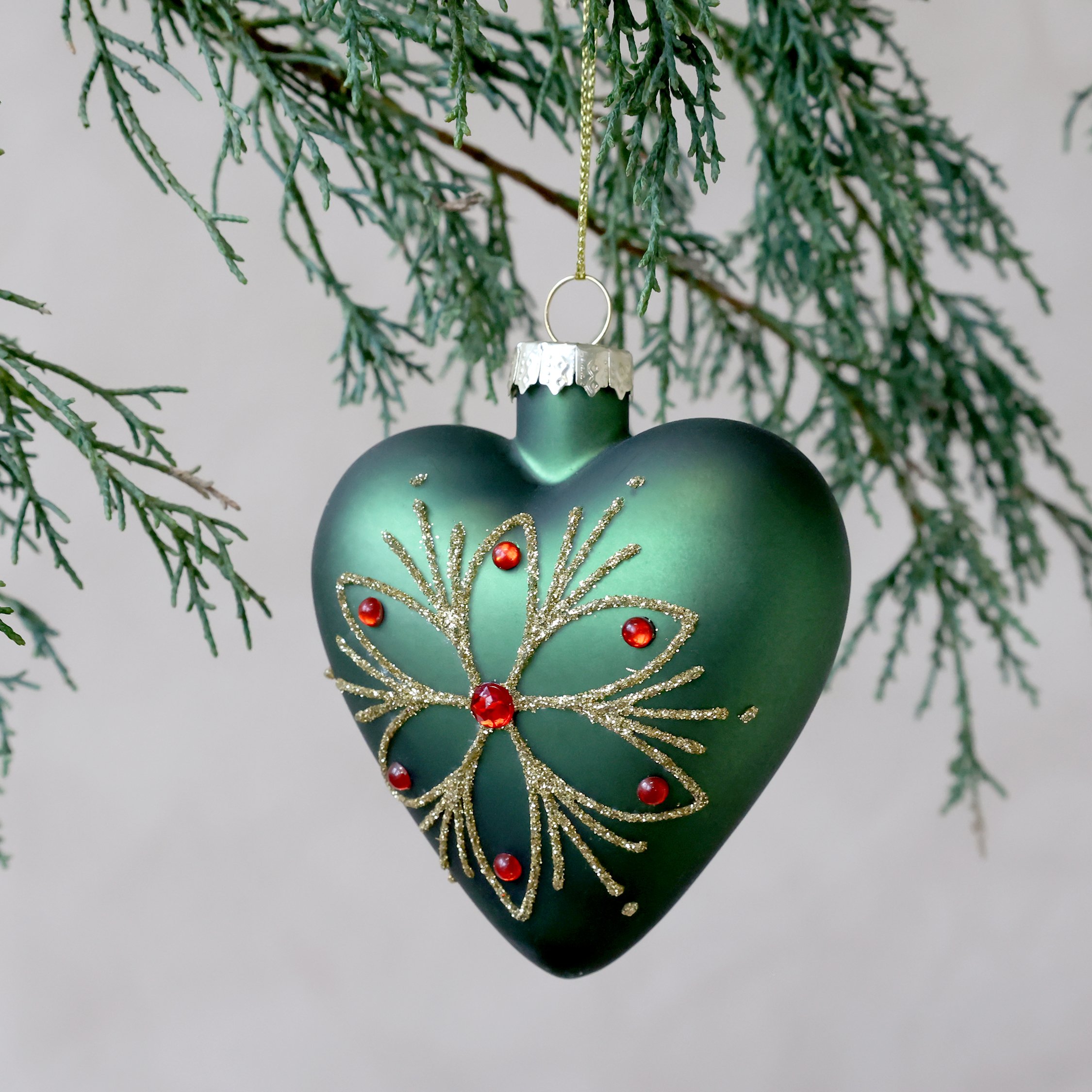 Chic Antique, Julekugle, hjerte med m�nster, mos