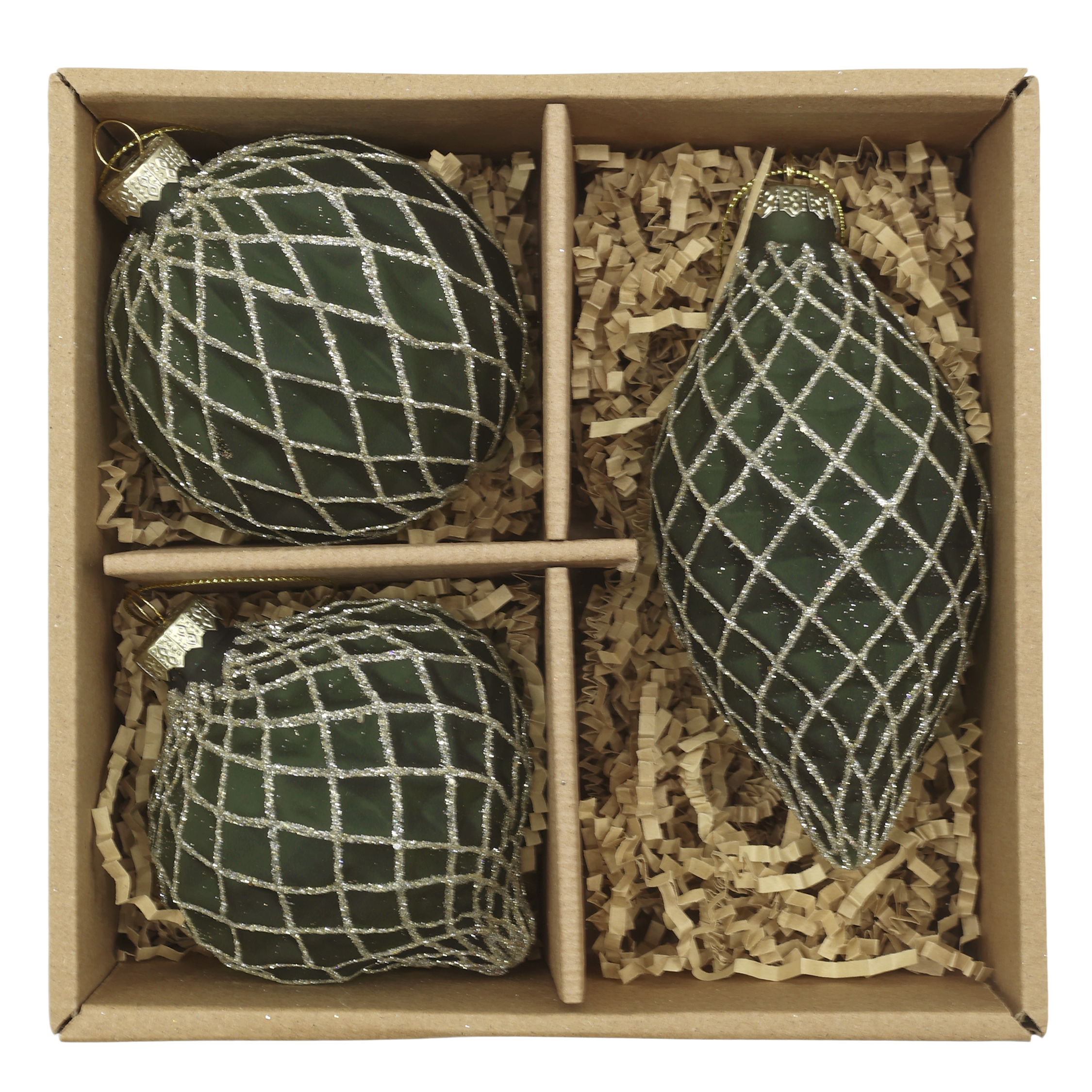 Chic Antique, Julekugler i �ske med s�t af 3 stk., oliven