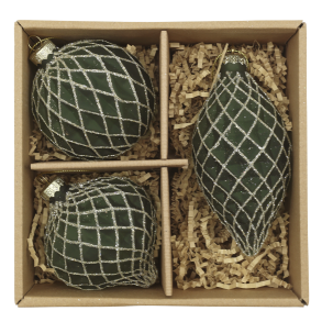 Chic Antique, Julekugler i �ske med s�t af 3 stk., oliven