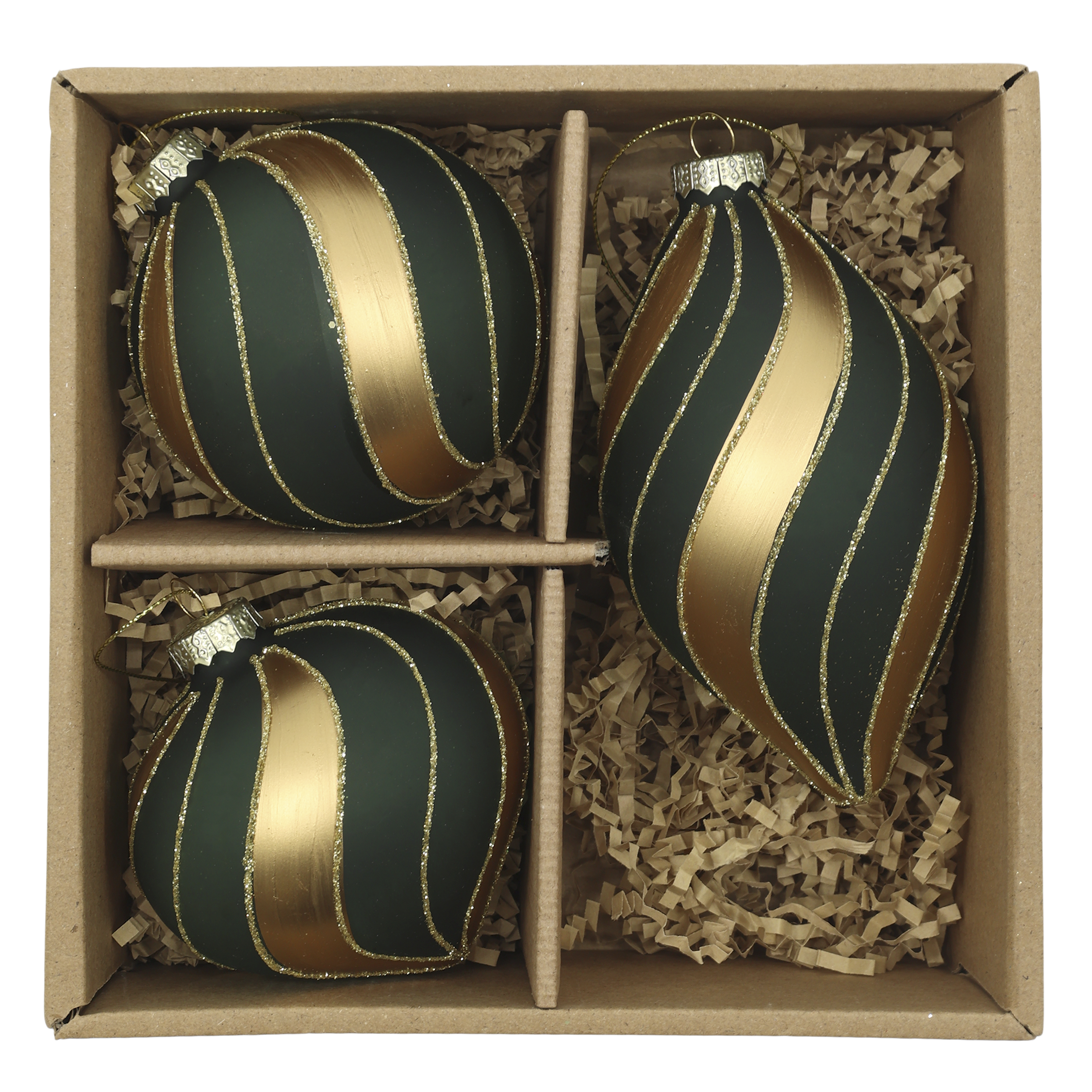 Chic Antique, Julekugler i �ske med s�t af 3 stk., oliven