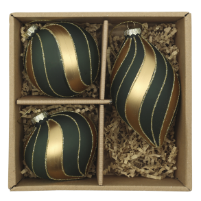 Chic Antique, Julekugler i �ske med s�t af 3 stk., oliven