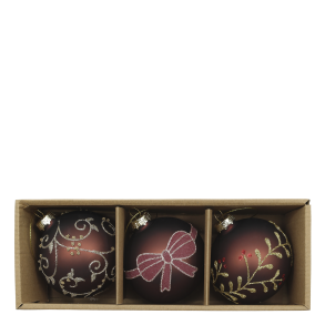 Chic Antique, Julekugler i �ske med 3 stk., mocca