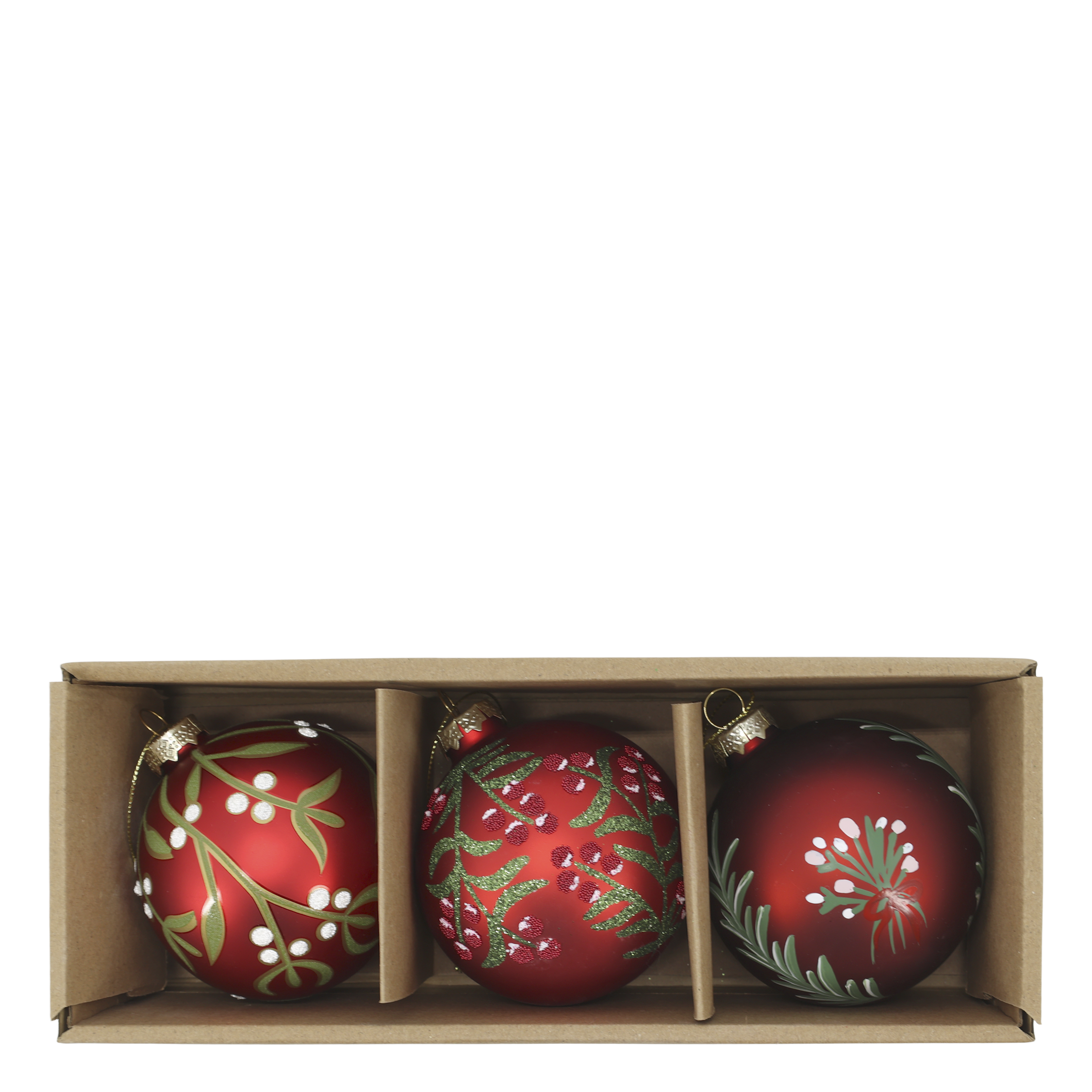 Chic Antique, Julekugler i �ske med 3 stk., cherry