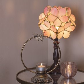 LumiLamp, Bordlampe Tiffany, Blomster, 38 cm lyserd glas