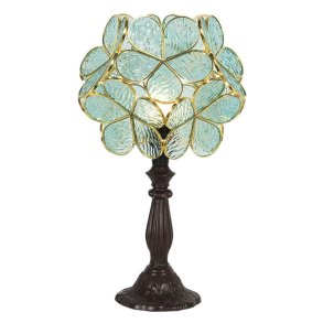 LumiLamp, Bordlampe Tiffany, Blomster, 38 cm grnt glas