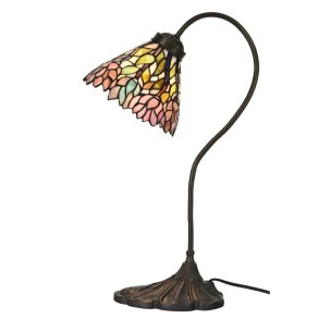 LumiLamp, Bordlampe Tiffany, H51 cm, Lyserd/Beige