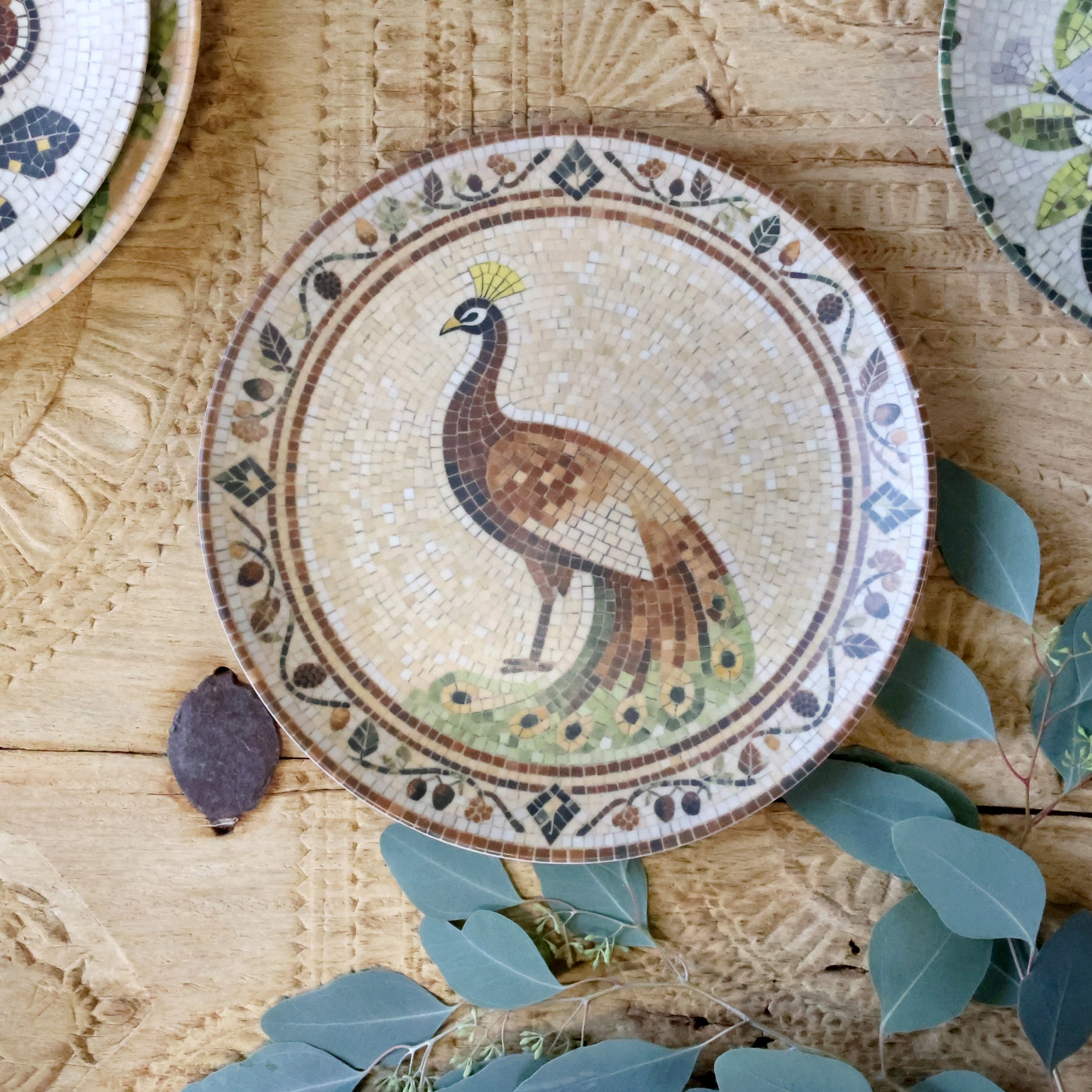 Chic Antique, Chartres Fad i mosaik med p�fugl, �26,5 cm