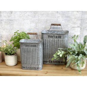 Chic Antique, Holder i jern med hndtag, zinkfarve