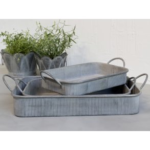 Chic Antique, Bakke med riller og hndtag, antique zink