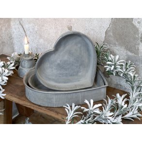 Chic Antique, Hjertefade med rillet kant, zink