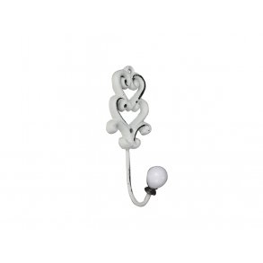 Chic Antique, Knage med porcelnsknob & hjerte dekor, creme