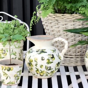 Chic Antique, Kande med olivenm�nster, H18 cm.