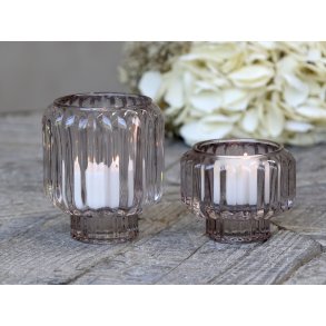 Chic Antique, Lysestage med riller, taupe