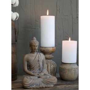 Chic Antique, Lysestage med riller til bloklys, mangotr, antique natur