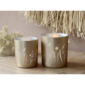 Chic Antique, Fyrfadsstage med blomster st af 2 stk., lys latte