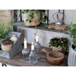 Chic Antique, Lysestage med glas, antique zink