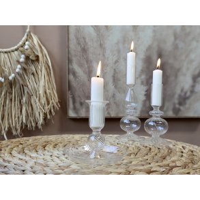 Chic Antique, Lysestage i glas, klar
