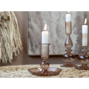 Chic Antique, Lysestage i glas, karamel
