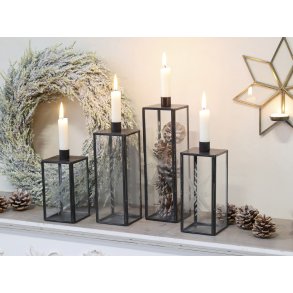 Chic Antique, Lysestage med slibning, sort