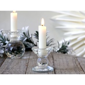 Chic Antique, Lysestage i klar glas, H6,5cm. 