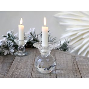Chic Antique, Lysestage i klar glas, H9,5cm. 