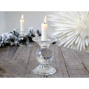 Chic Antique, Lysestage i klar glas, H12,5cm. 