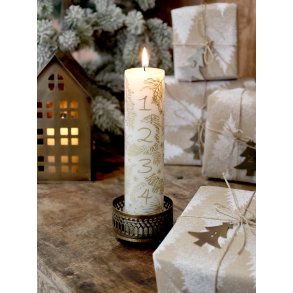  Chic Antique, Adventslys med gulddeko, Antique hvid, 48 t