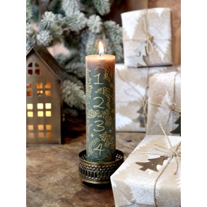 Chic Antique, Adventslys med gulddeko, Oliven, 48 t