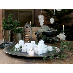 Chic Antique, Kalenderlys 24 stk., 5 t brndetid, hvid