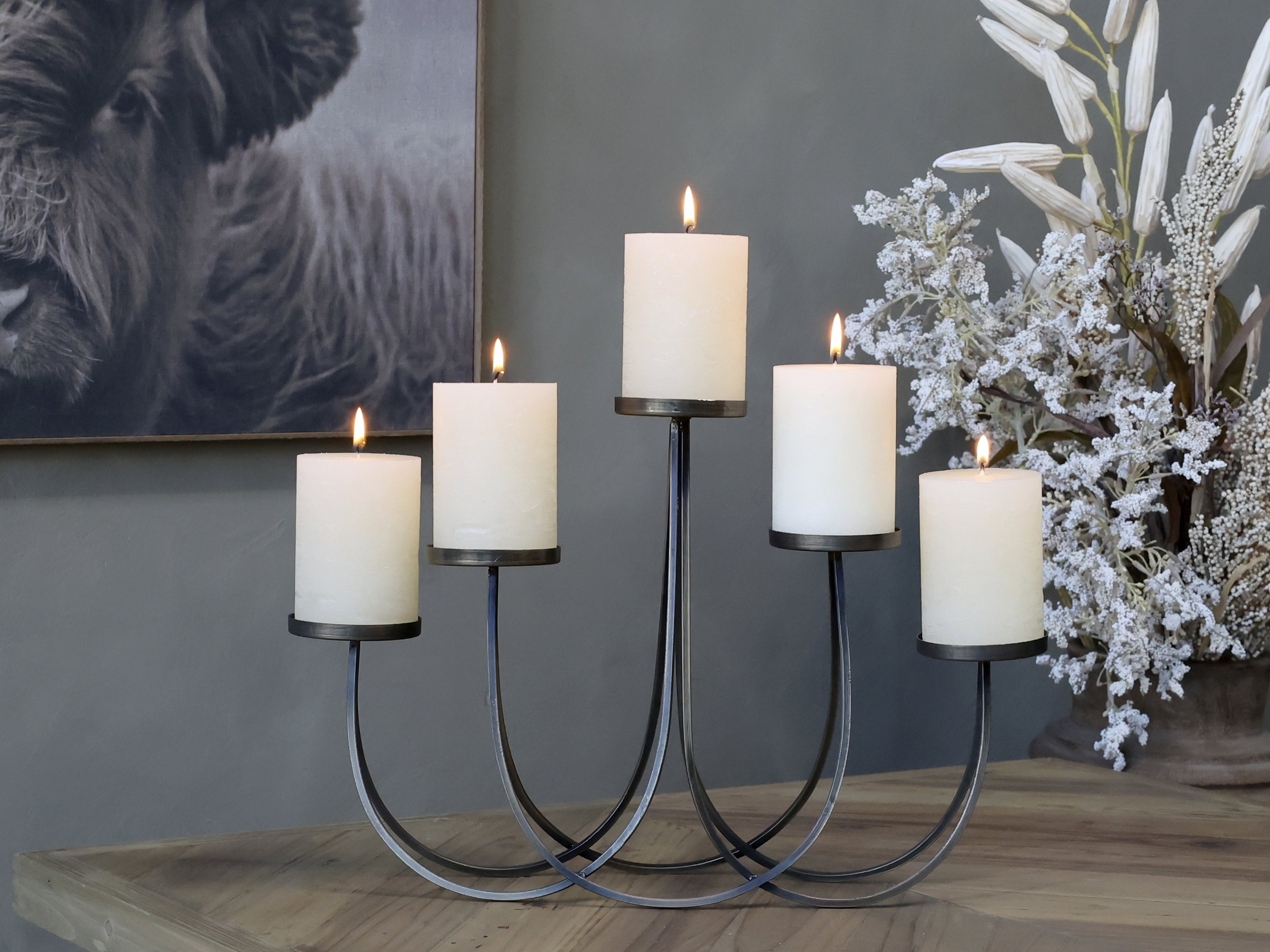 Chic Antique, Stage med 5 lysholdere til bloklys